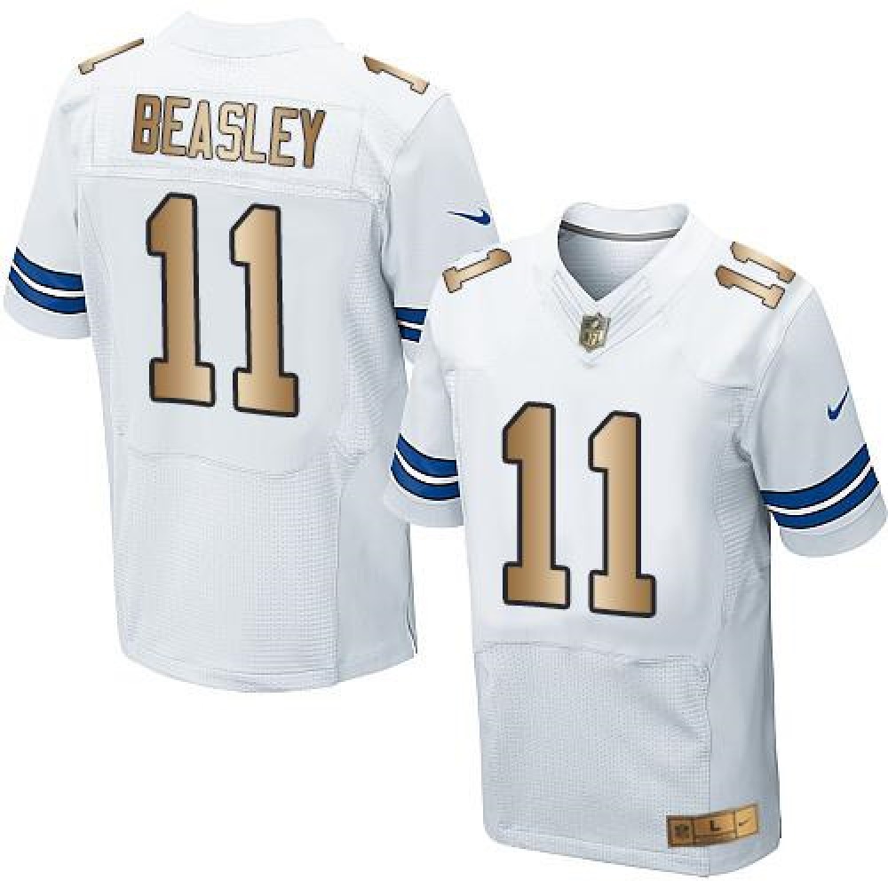 Cowboys #11 Cole Beasley White Men's Stitched NFL Elite Gold Jersey