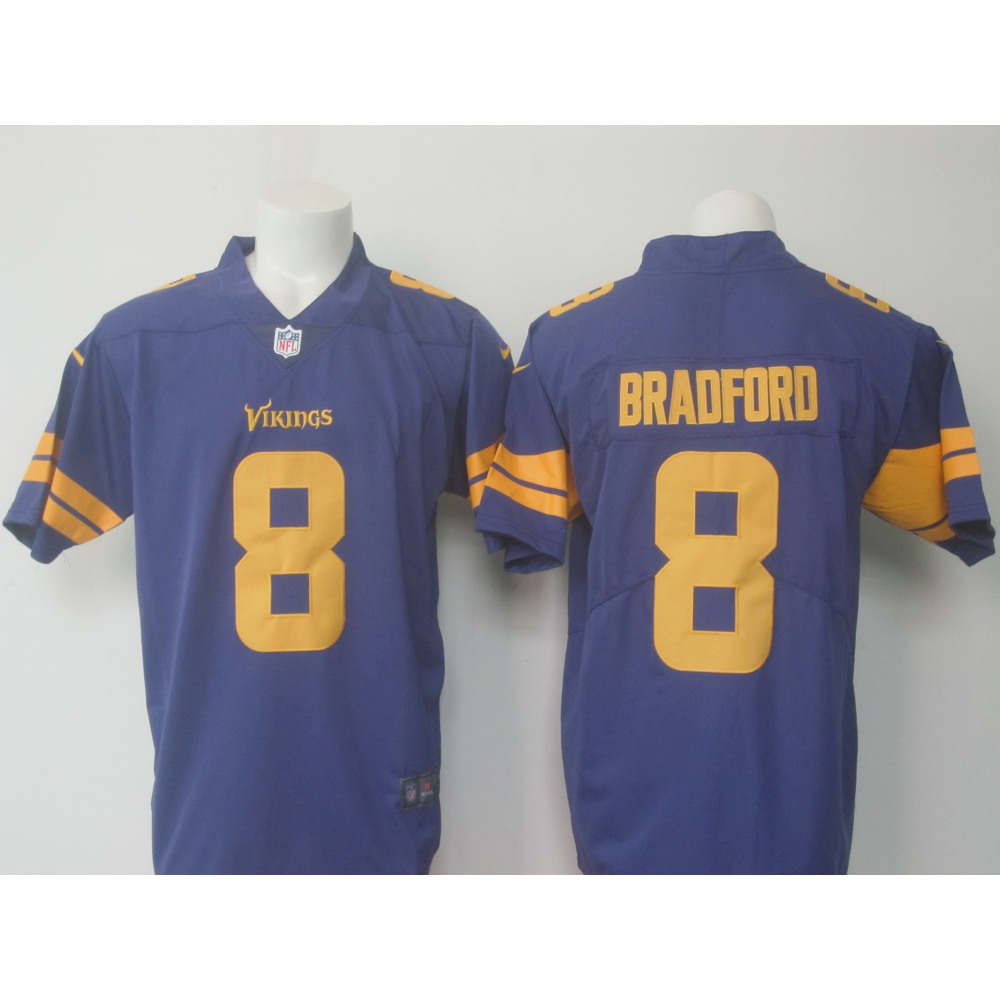 Men'sVikings #8 Sam Bradford Purple Limited Rush Stitched NFL Jersey