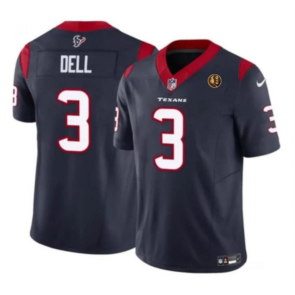 Men's Houston Texans #3 Tank Dell Navy 2023 F.U.S.E. With John Madden Patch Vapor Limited Stitched Football Jersey