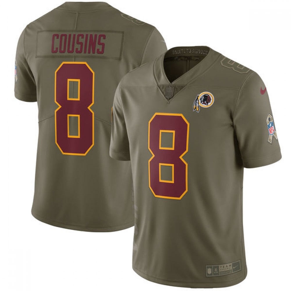 Men'sWashington Redskins #8 Kirk Cousins Olive Salute to Service Limited Stitched NFL Jersey