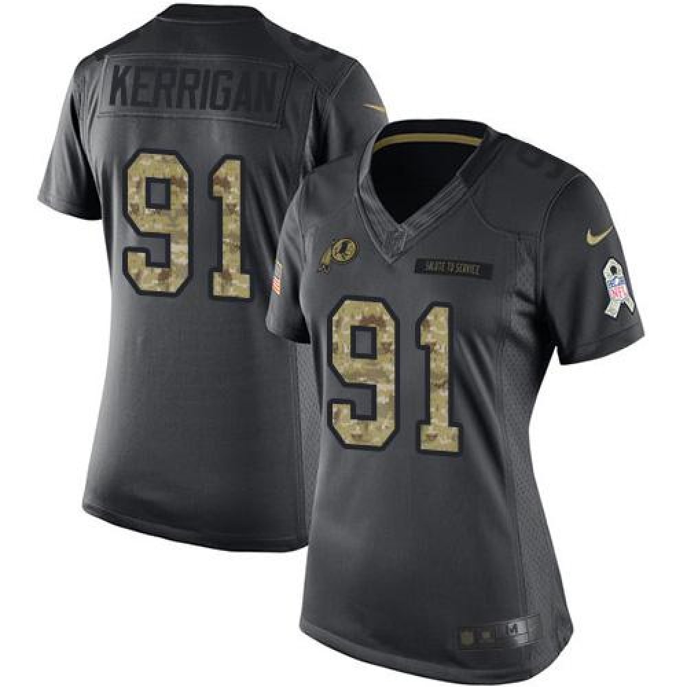Redskins #91 Ryan Kerrigan Black Women's Stitched NFL Limited 2016 Salute to Service Jersey