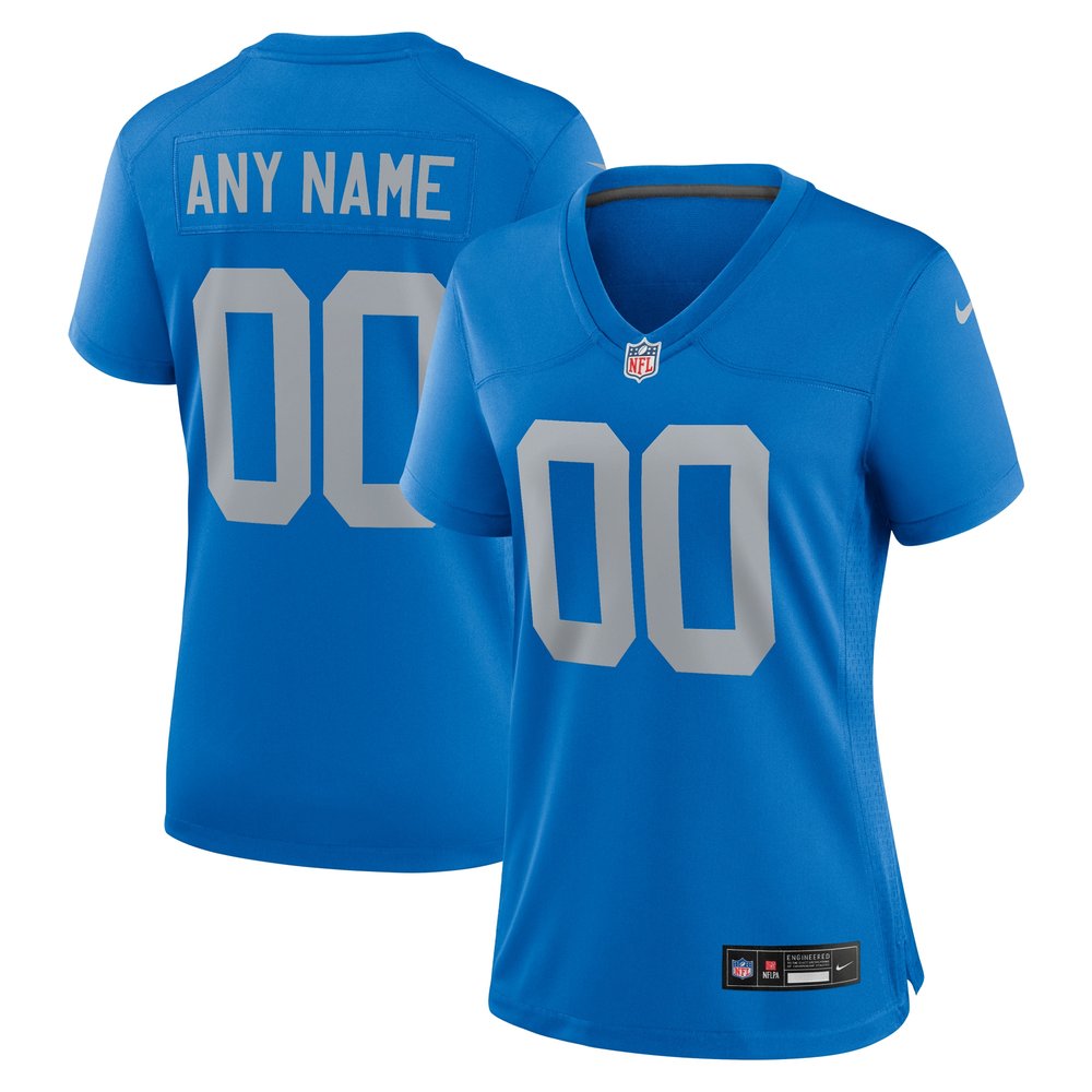 Women's Detroit LionsBlue Alternate Custom Game Jersey
