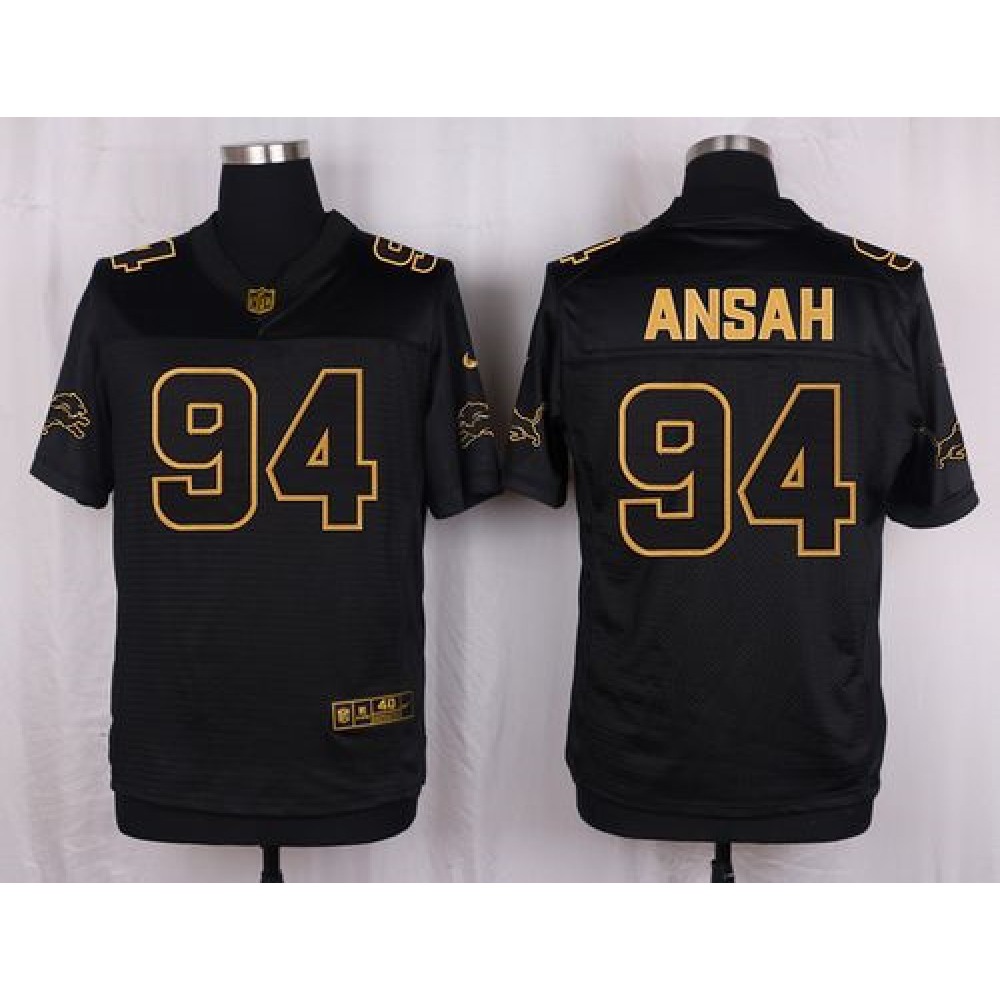 Lions #94 Ziggy Ansah Black Men's Stitched NFL Elite Pro Line Gold Collection Jersey