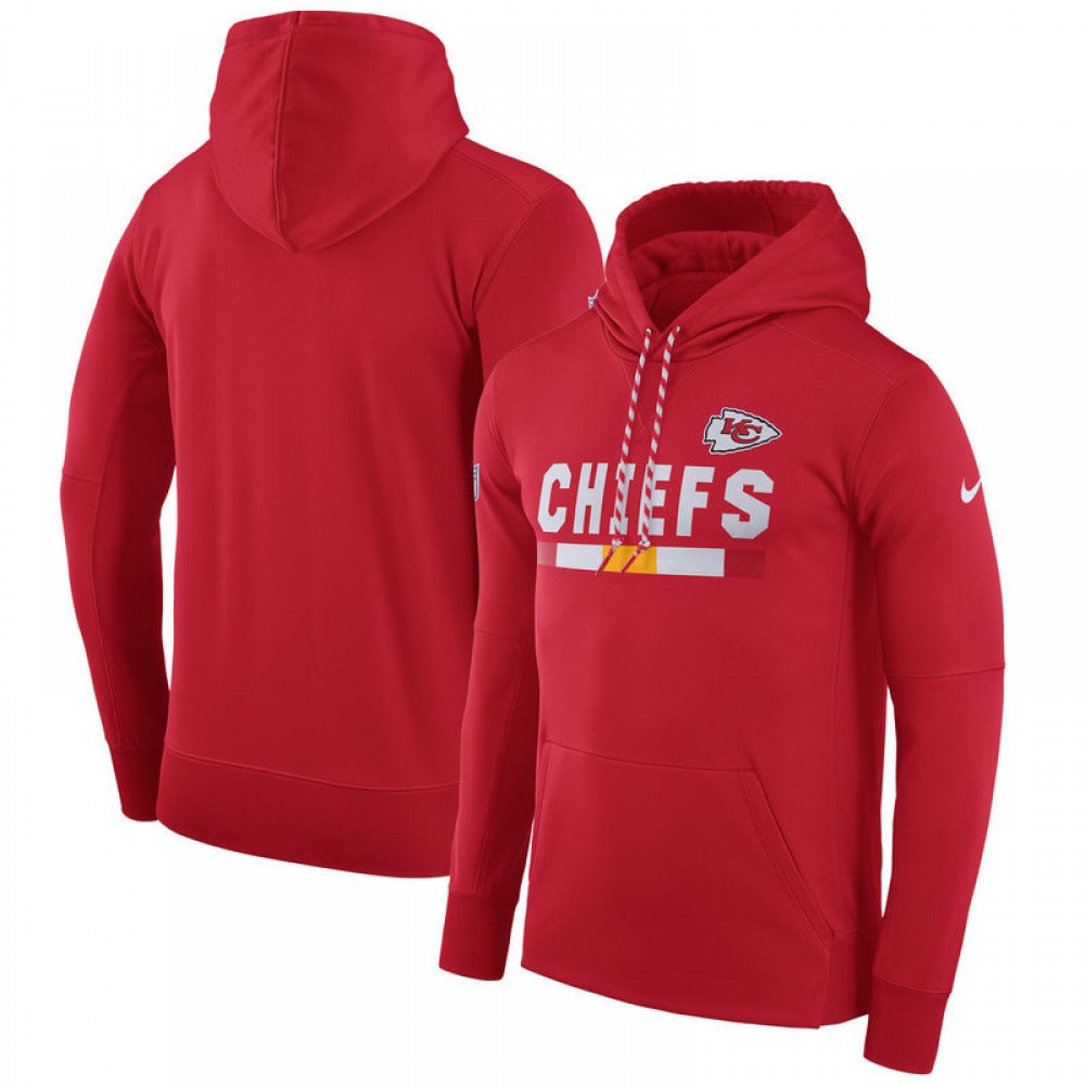 Men's Kansas City ChiefsRed Sideline Team Name Performance Pullover Hoodie