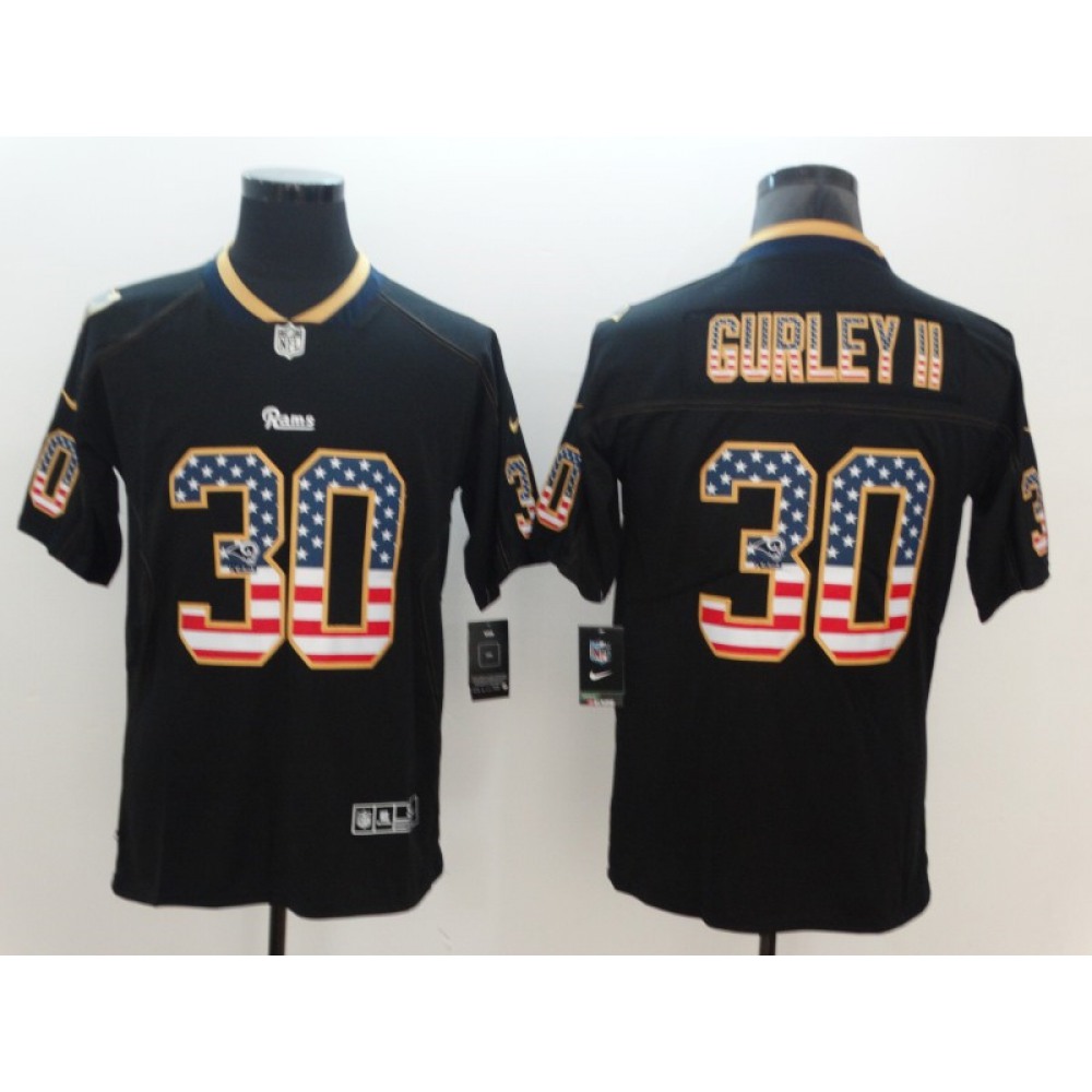 Men's Los Angeles Rams #30 Todd Gurley II 2018 Black USA Flag Color Rush Limited Fashion NFL Stitched Jersey