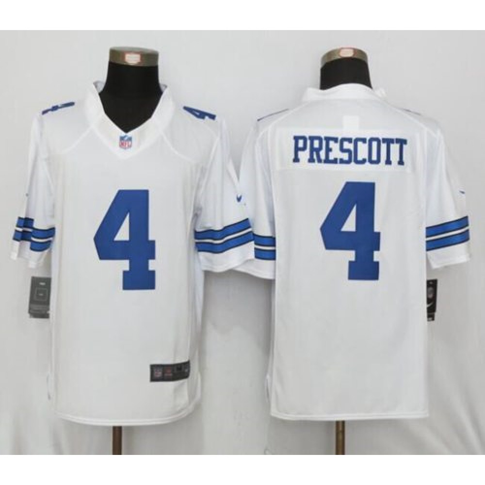Cowboys #4 Dak Prescott White Men's Stitched NFL Limited Jersey