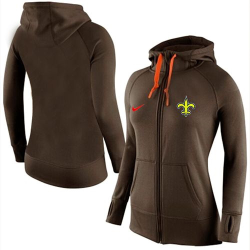 Women'sNew Orleans Saints Full-Zip Performance Hoodie Brown