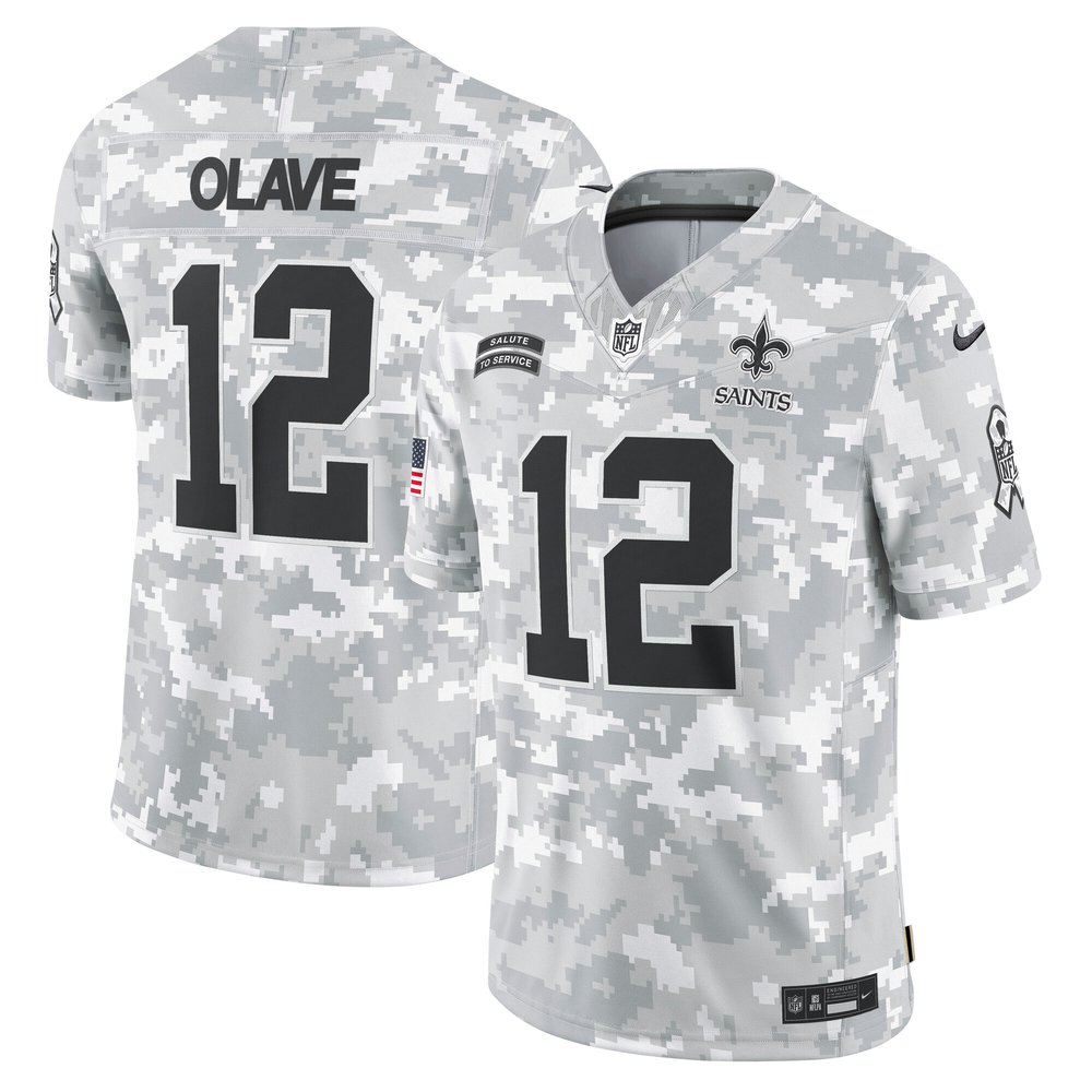 Men's New Orleans Saints Chris OlaveArctic Camo 2024 Salute to Service Limited Jersey