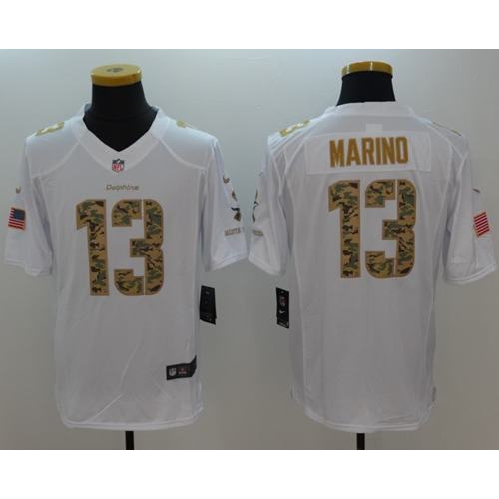 Dolphins #13 Dan Marino White Men's Stitched NFL Limited Salute to Service Jersey