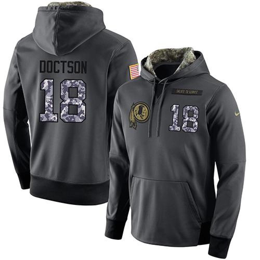 NFL Men'sWashington Redskins #18 Josh Doctson Stitched Black Anthracite Salute to Service Player Performance Hoodie
