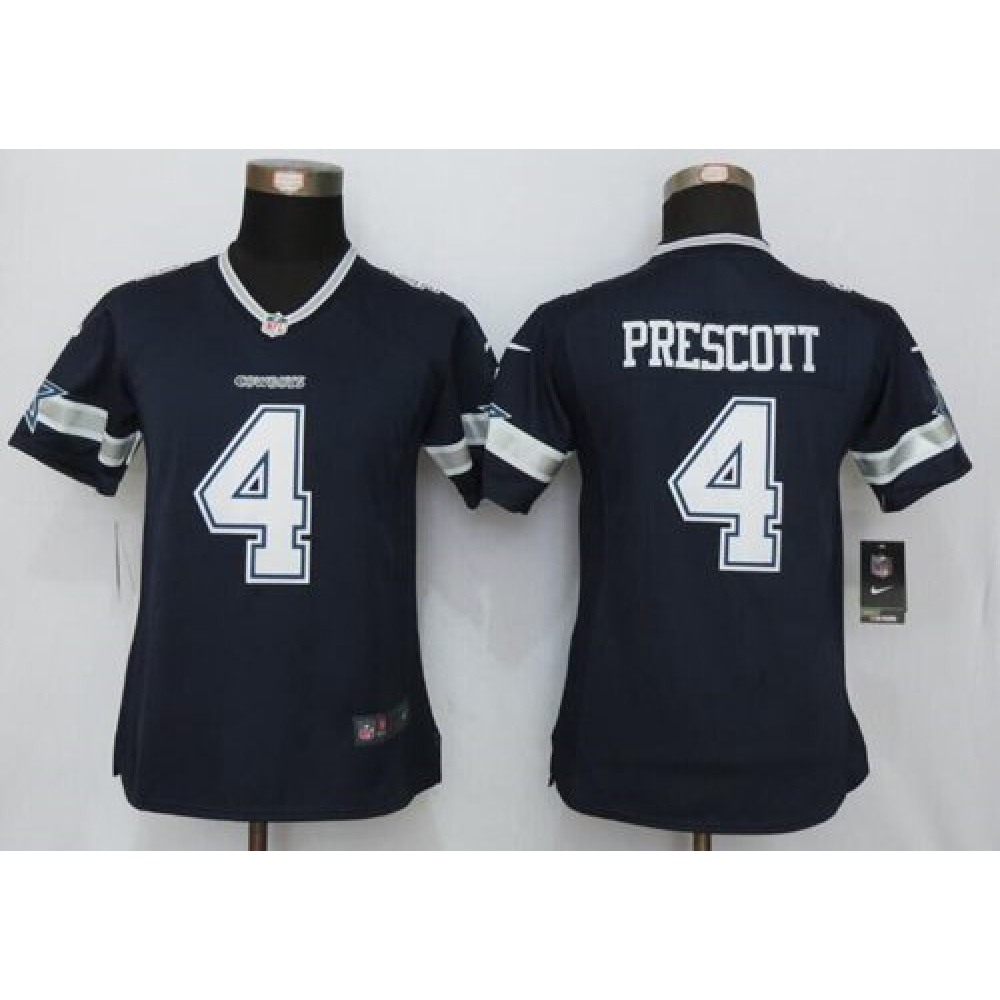 Cowboys #4 Dak Prescott Navy Blue Team Color Women's Stitched NFL Limited Jersey