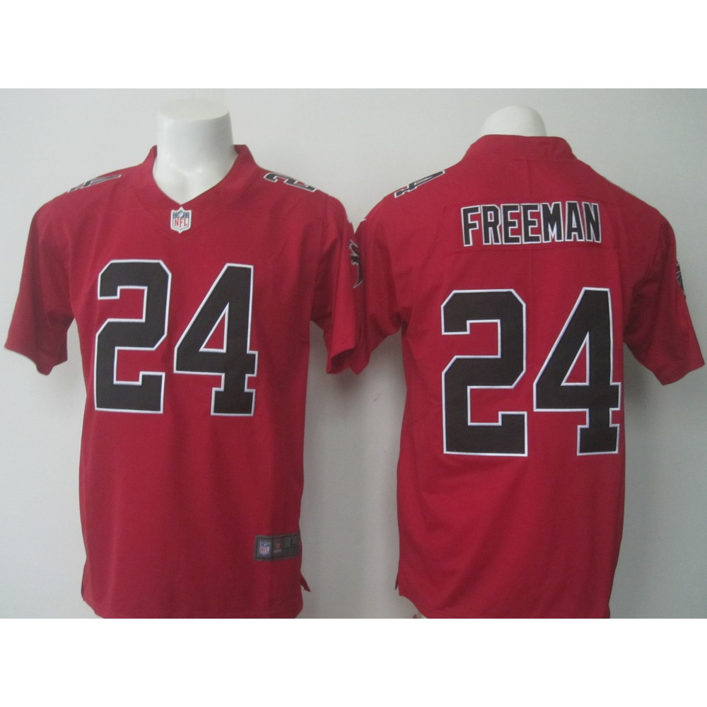 Men'sFalcons #24 Devonta Freeman Red Limited Rush Stitched NFL Jersey