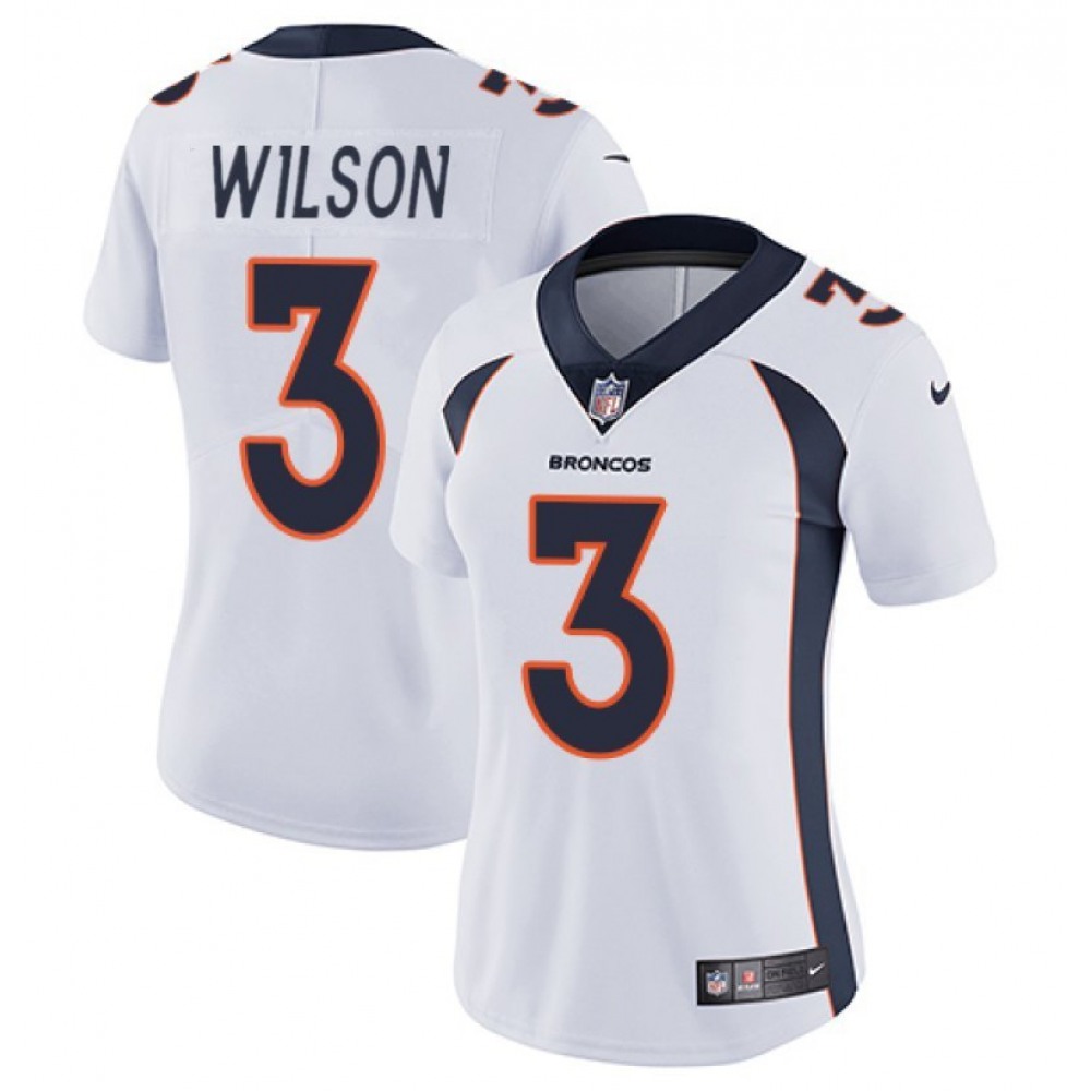 Women's Denver Broncos #3 Russell Wilson White Vapor Limited Stitched Jersey(Run Small)