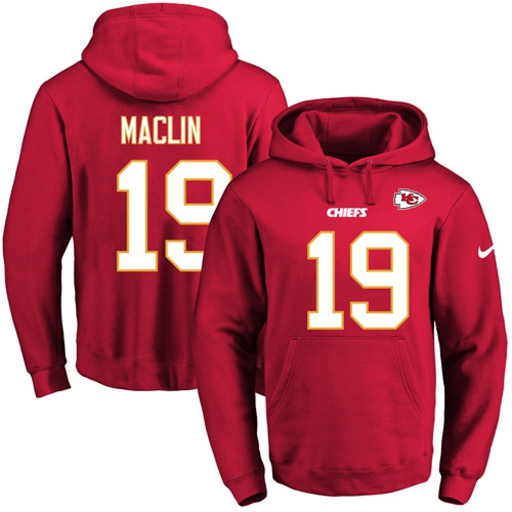 Chiefs #19 Jeremy Maclin Red Name & Number Pullover NFL Hoodie