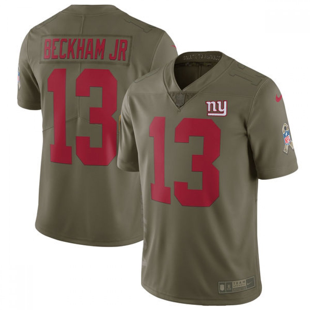 Men'sNew York Giants #13 Odell Beckham Jr Olive Salute To Service Limited Stitched NFL Jersey