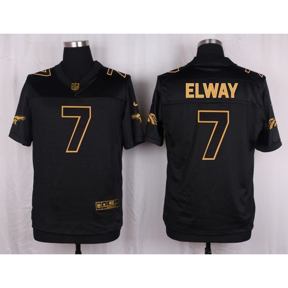 Broncos #7 John Elway Black Men's Stitched NFL Elite Pro Line Gold Collection Jersey