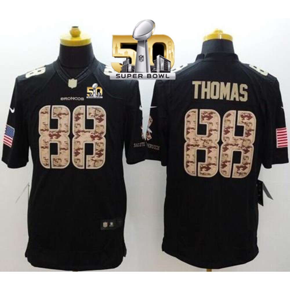Broncos #88 Demaryius Thomas Black Super Bowl 50 Men's Stitched NFL Limited Salute to Service Jersey