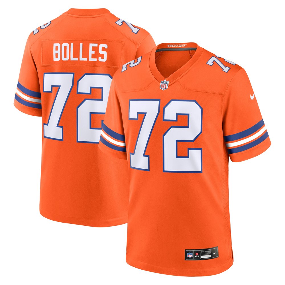 Men's Denver Broncos Garrett BollesOrange Mile High Collection 1977 Throwback Player Game Jersey