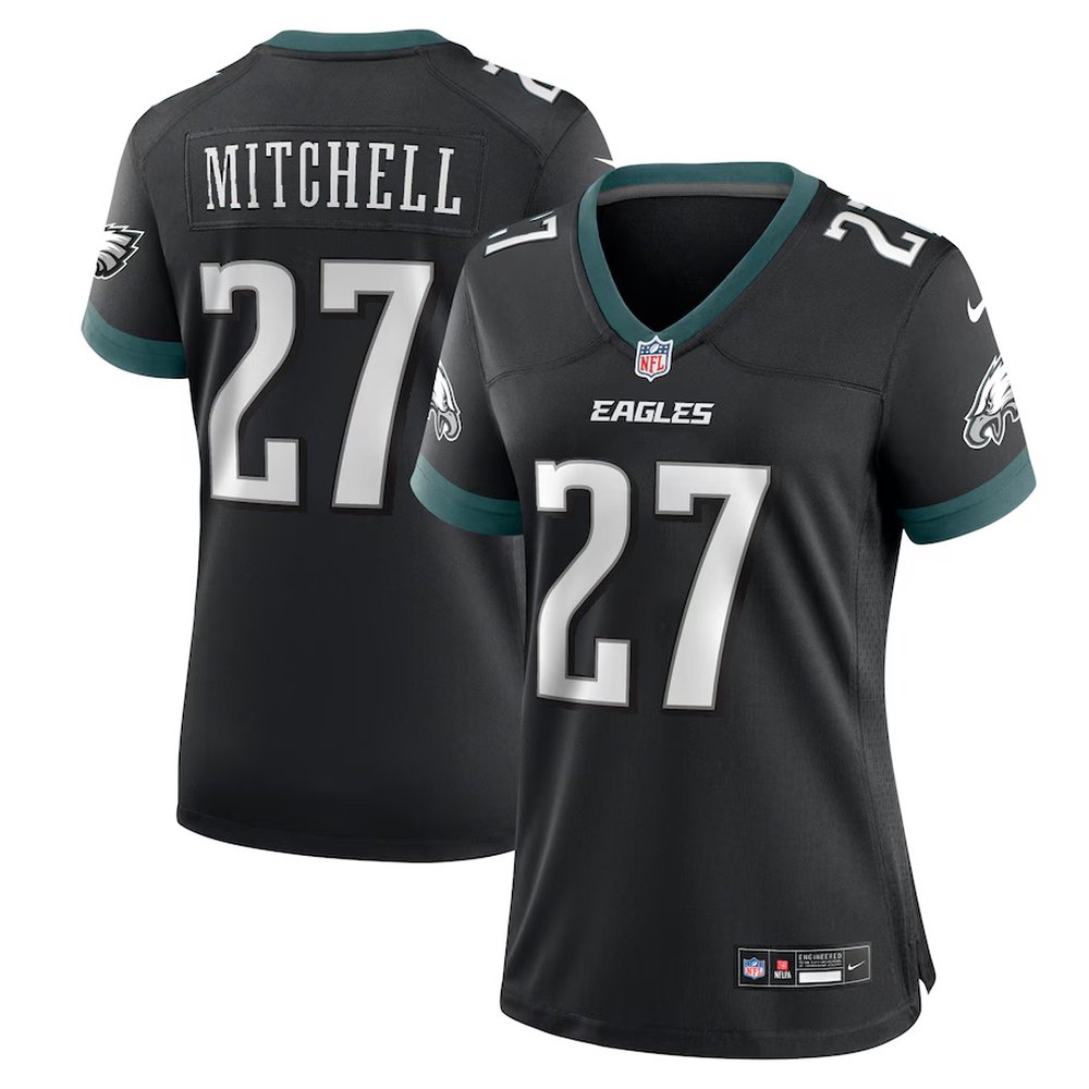 Womens#27 Quinyon Mitchell Midnight Black Philadelphia Eagles Team Game Jersey