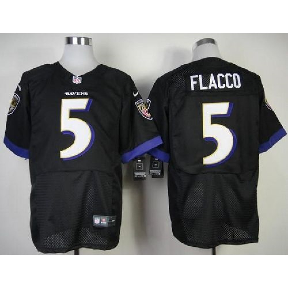 Ravens #5 Joe Flacco Black Alternate Men's Stitched NFL New Elite Jersey