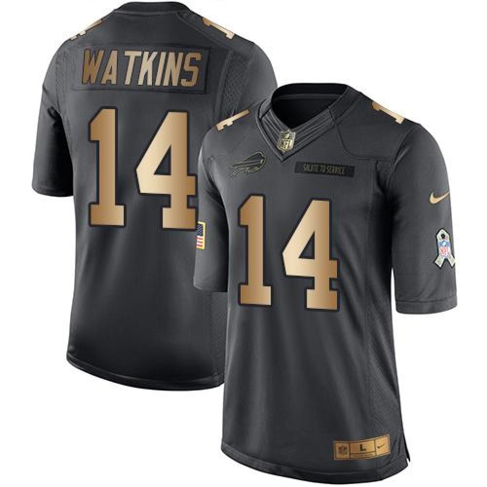 Bills #14 Sammy Watkins Black Men's Stitched NFL Limited Gold Salute To Service Jersey