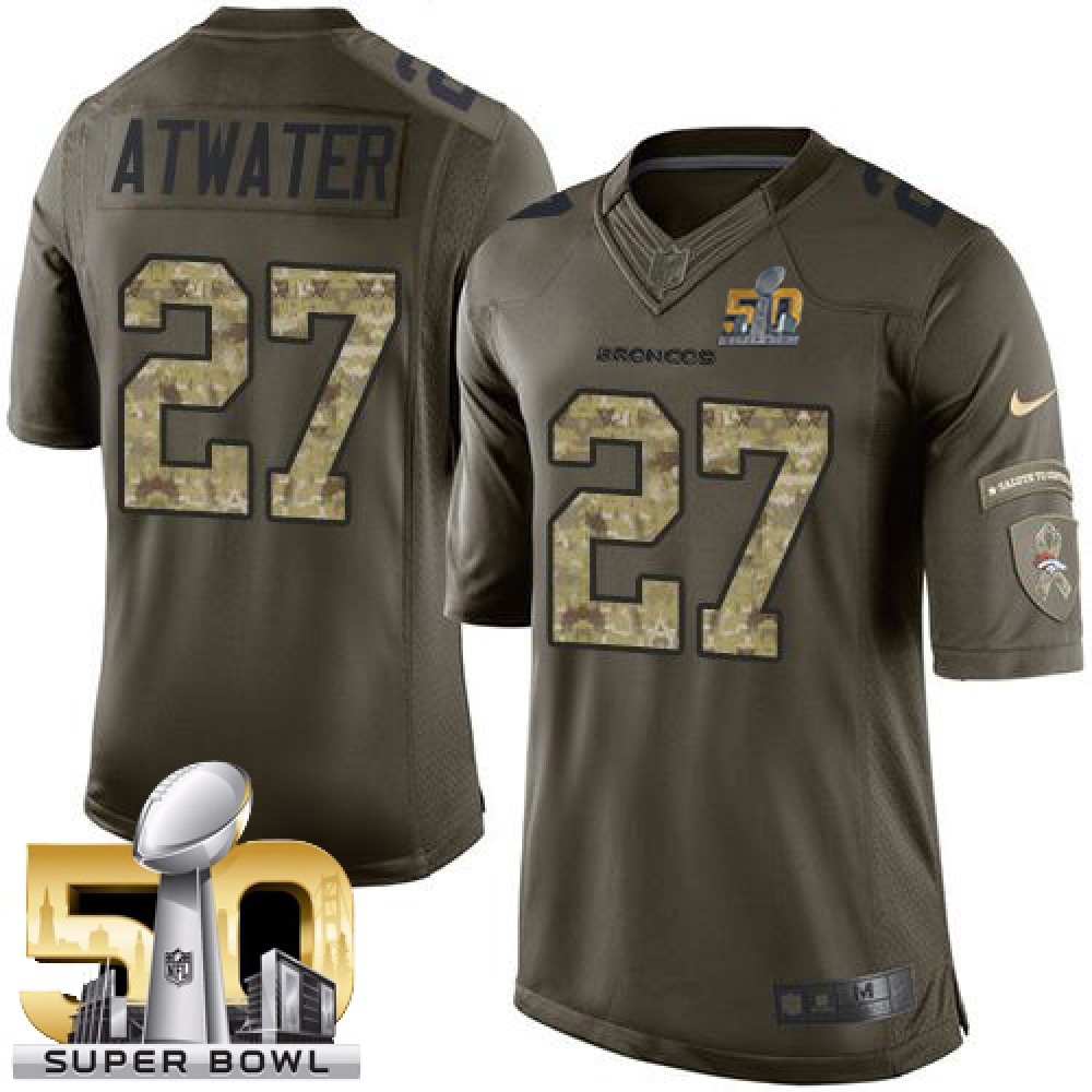 Broncos #27 Steve Atwater Green Super Bowl 50 Men's Stitched NFL Limited Salute To Service Jersey