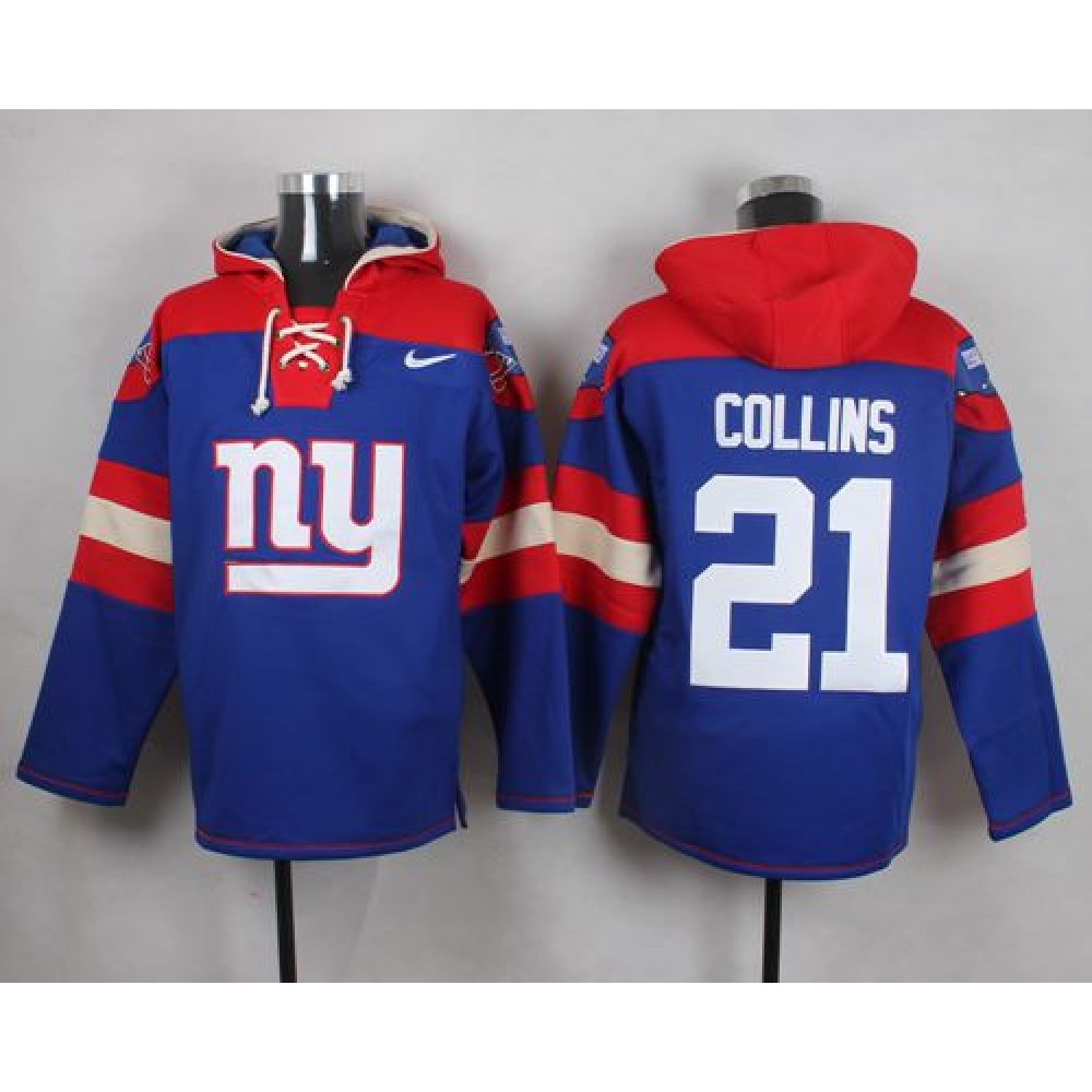 Giants #21 Landon Collins Royal Blue Player Pullover NFL Hoodie