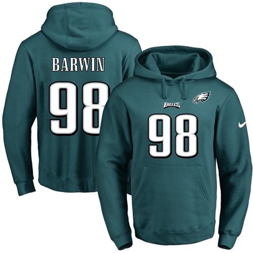 Eagles #98 Connor Barwin Midnight Green Name & Number Pullover NFL Hoodie