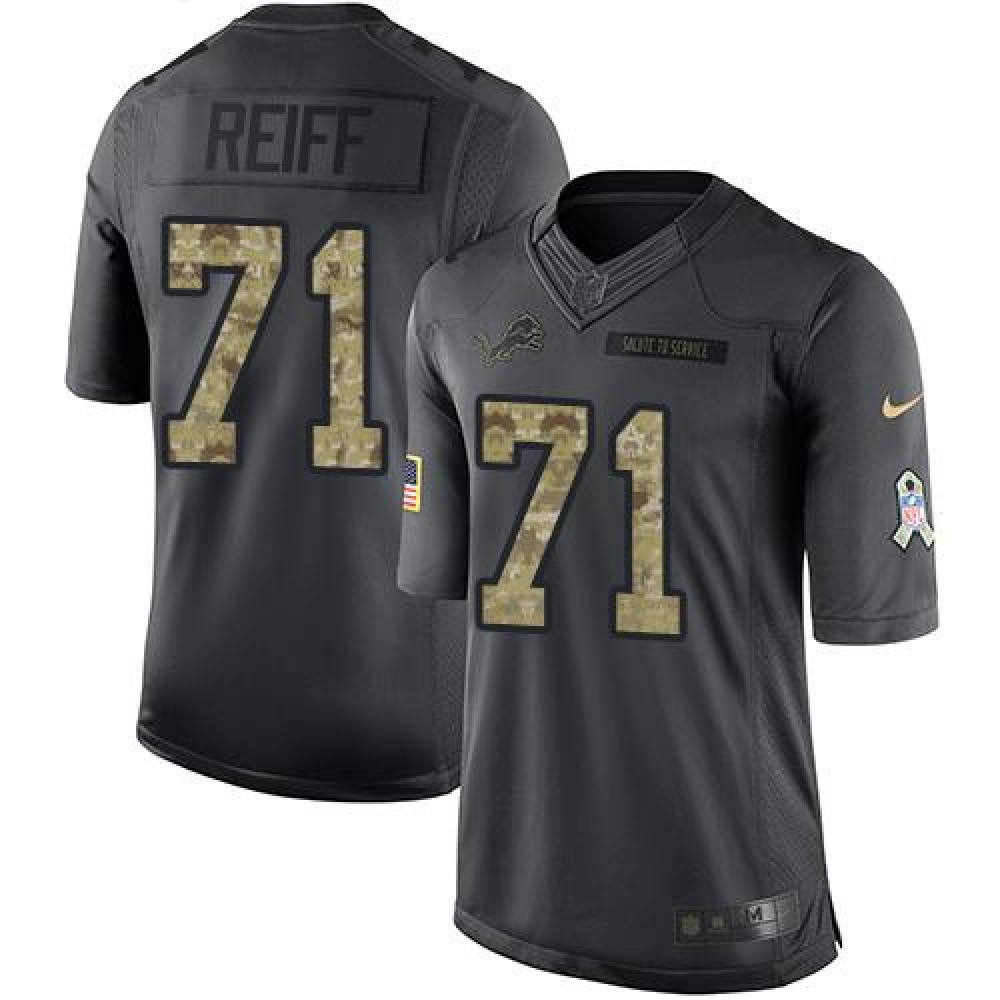 Lions #71 Riley Reiff Black Men's Stitched NFL Limited 2016 Salute To Service Jersey