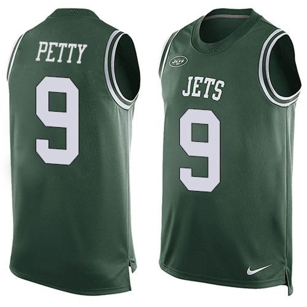 Jets #9 Bryce Petty Green Team Color Men's Stitched NFL Limited Tank Top Jersey