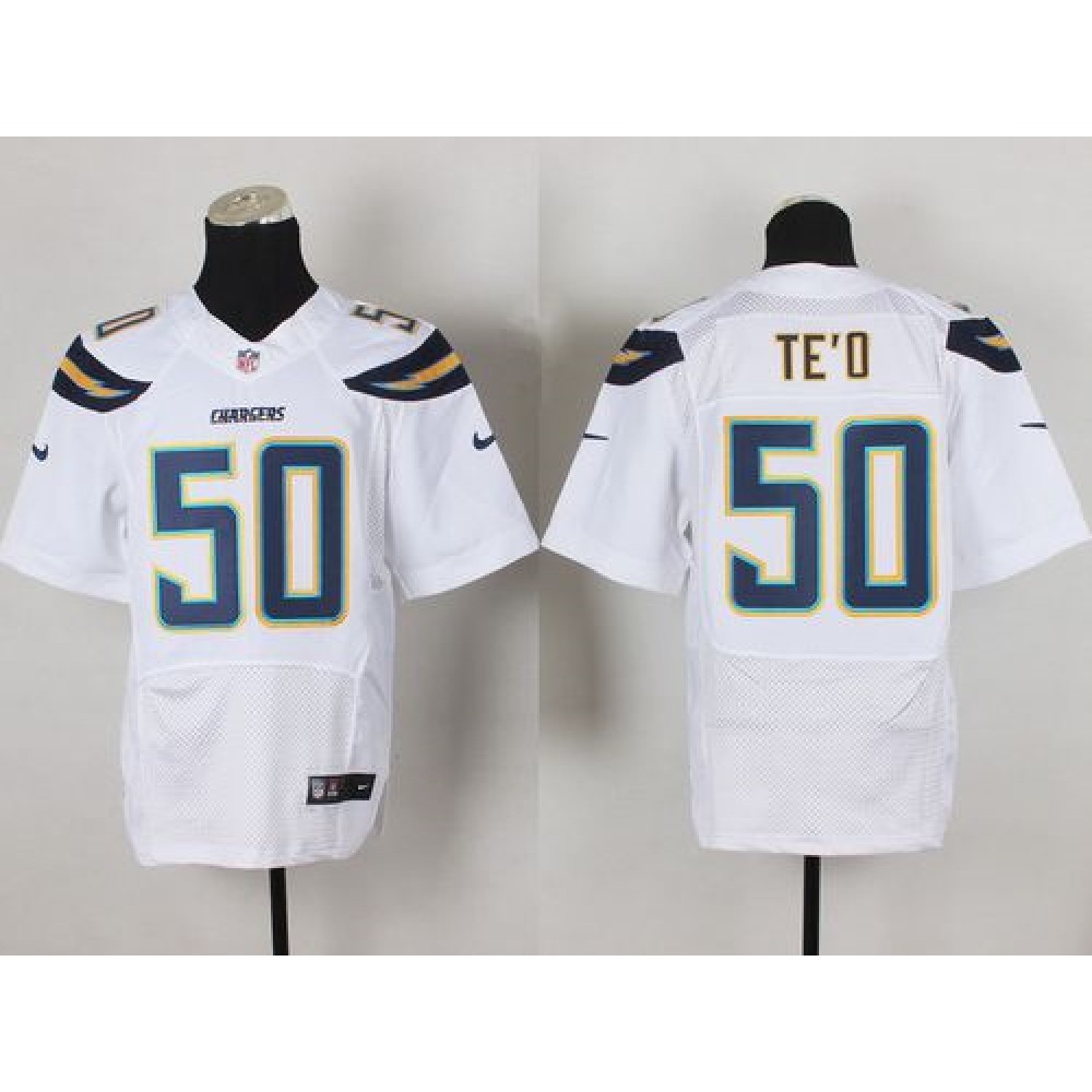 Chargers #50 Manti Te'o White Men's Stitched NFL New Elite Jersey