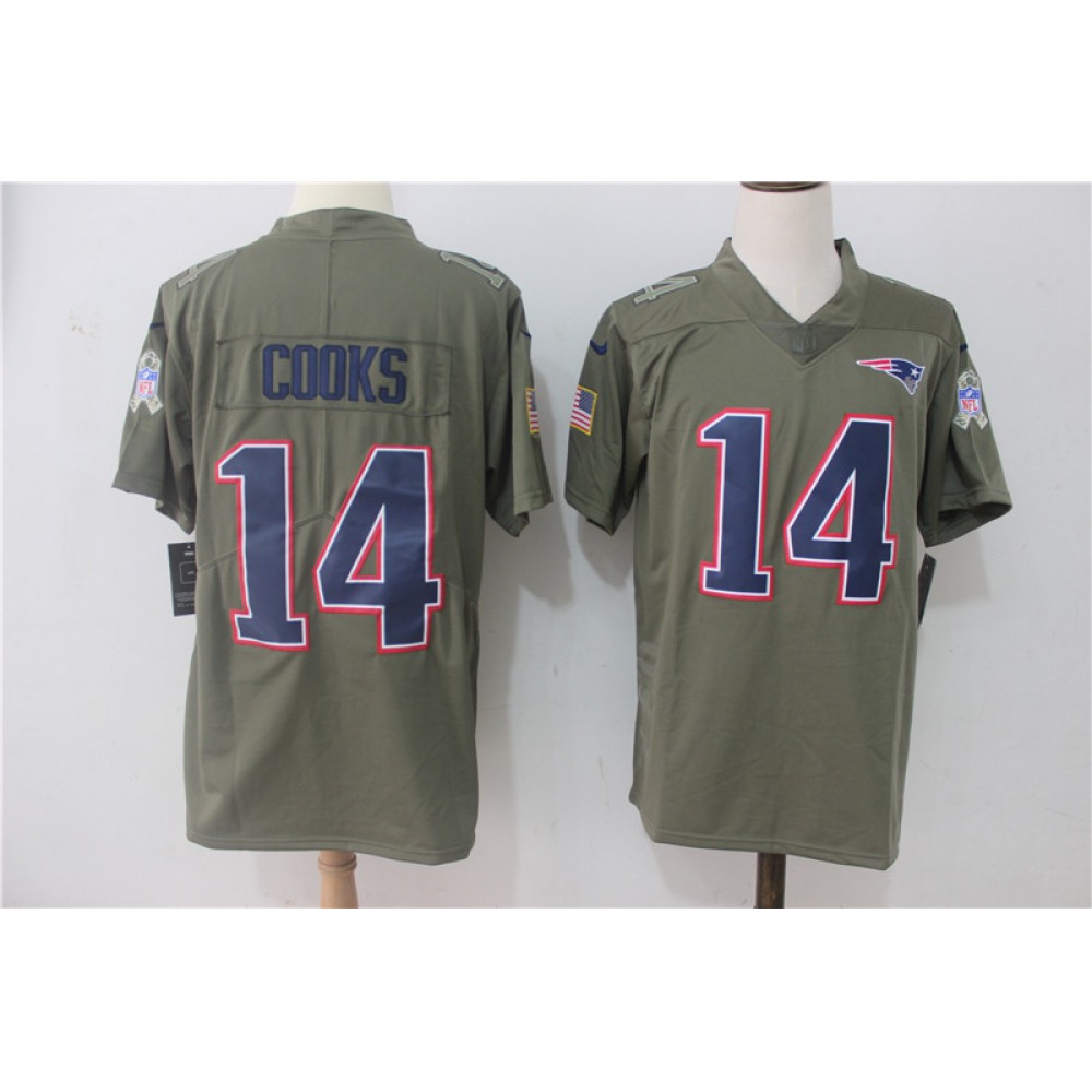 Men'sNew England Patriots #14 Brandin Cooks Olive Salute To Service Limited Stitched NFL Jersey