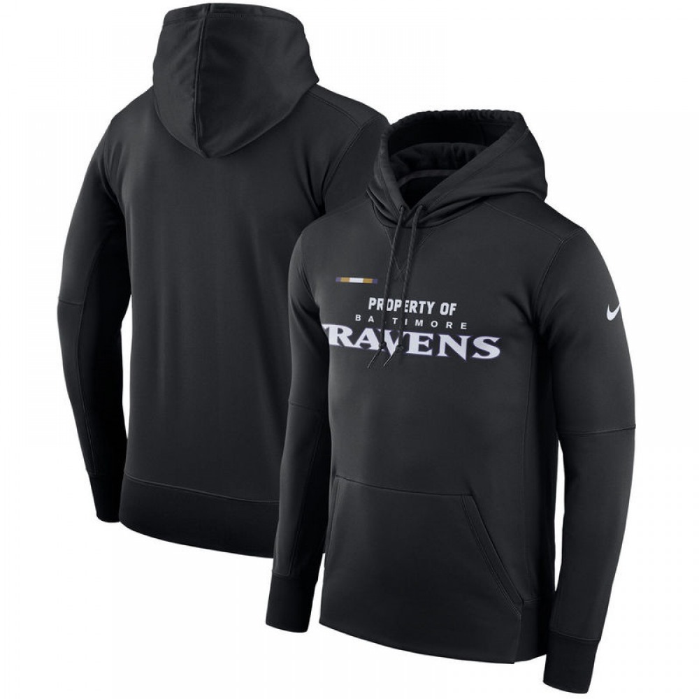 Men's Baltimore RavensBlack Sideline Property Of Performance Pullover Hoodie