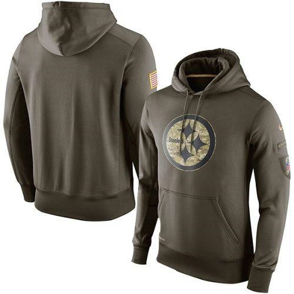 Men's Pittsburgh SteelersOlive Salute To Service KO Performance Hoodie