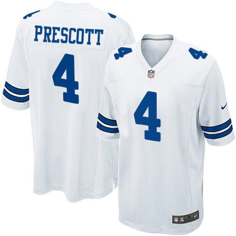 Cowboys #4 Dak Prescott White Youth Stitched NFL Elite Jersey
