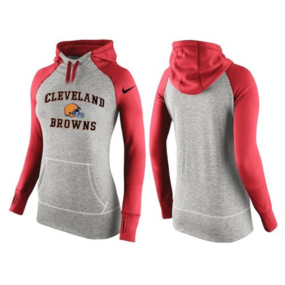 Women'sCleveland Browns Performance Hoodie Grey & Red_2