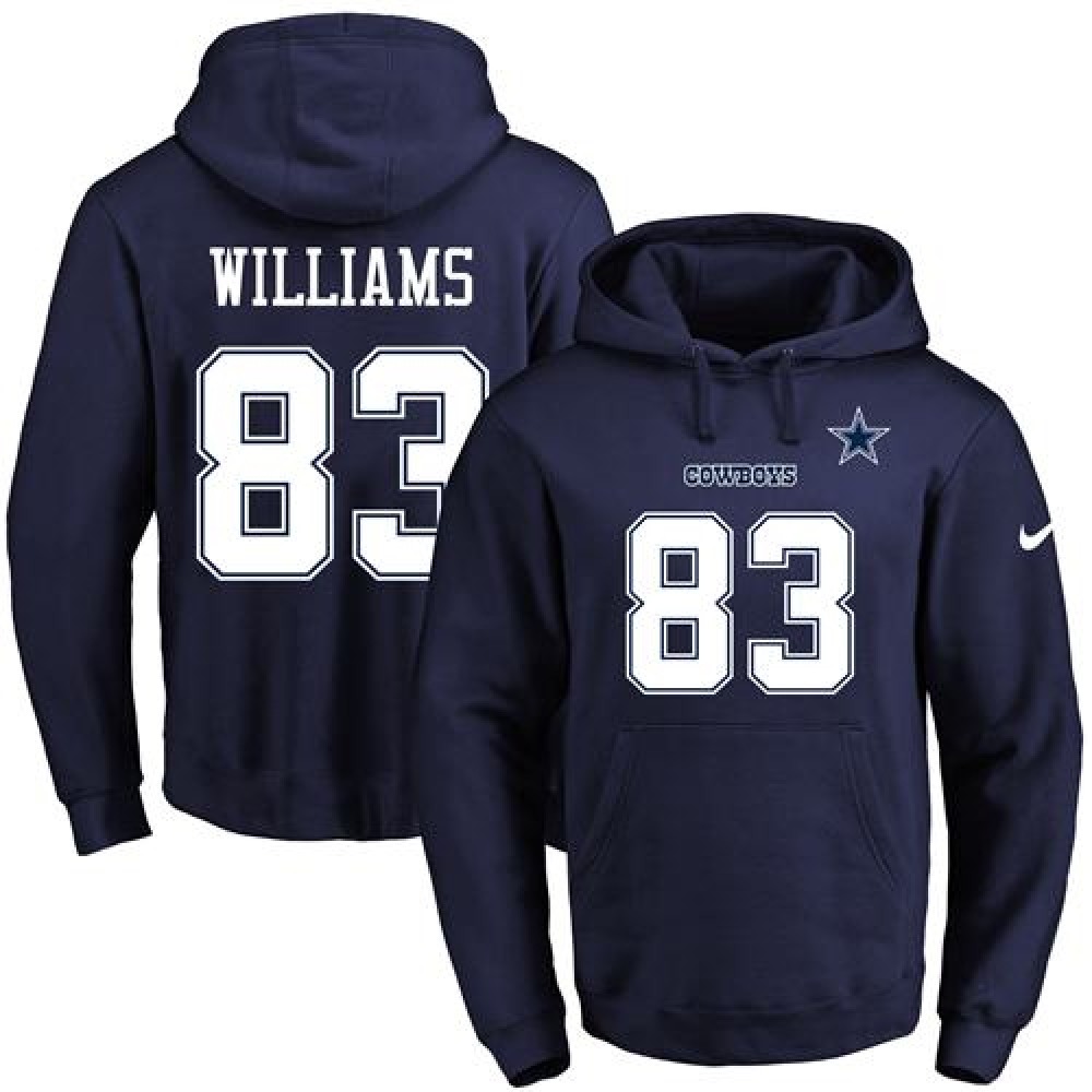 Cowboys #83 Terrance Williams Navy Blue Name & Number Pullover NFL Hoodie