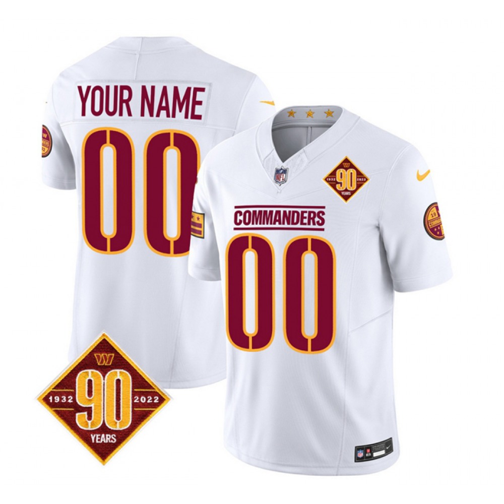 Men's Washington Commanders Active Player Custom White 2023 F.U.S.E. 90th AnniversaryVapor Limited Stitched Football Jersey