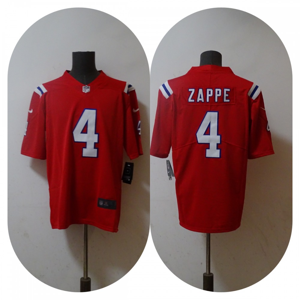 Men's New England Patriots #4 Bailey Zappe Red Vapor Untouchable Limited Stitched Jersey