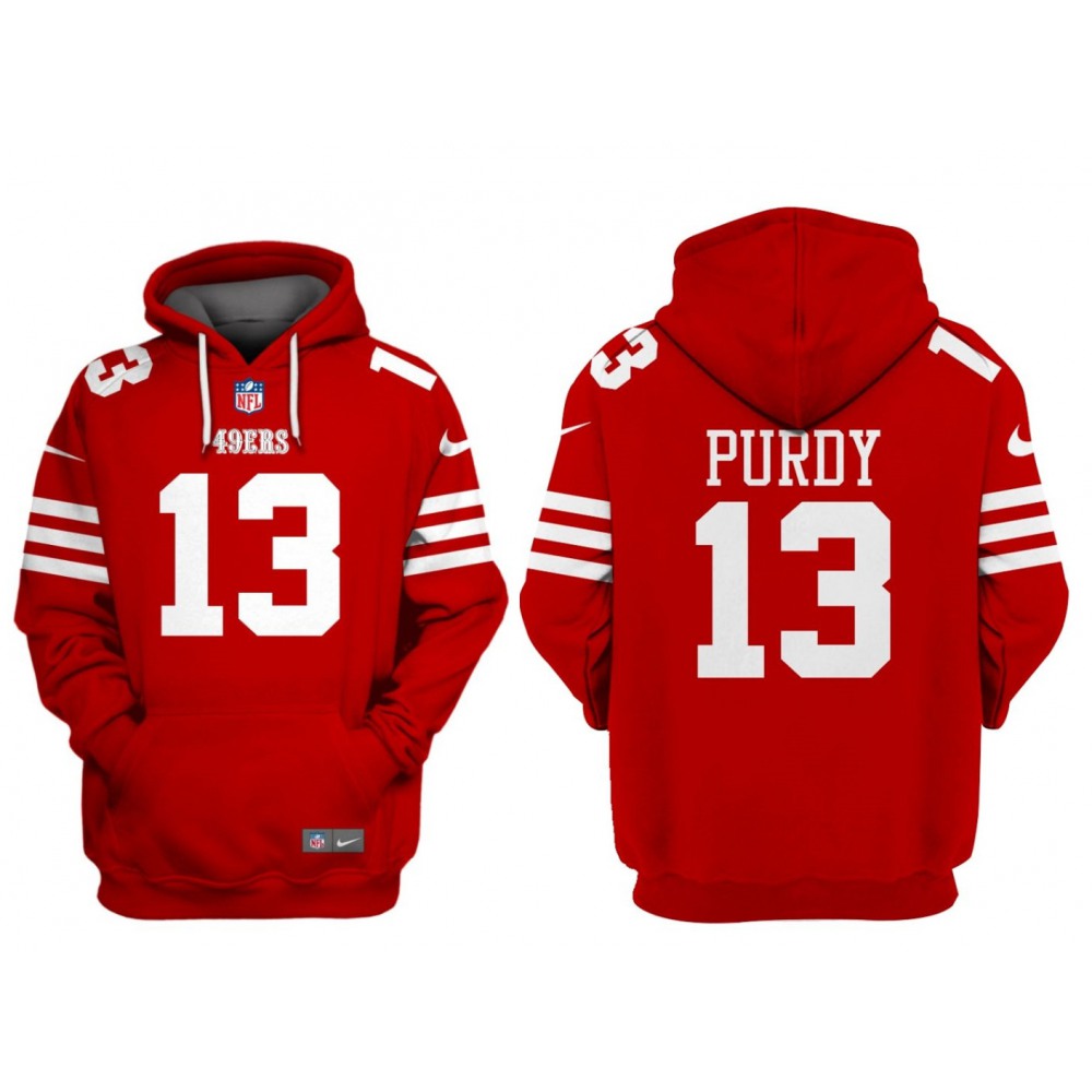 Men's San Francisco 49ers #13 Brock Purdy RedAlternate Pullover Hoodie