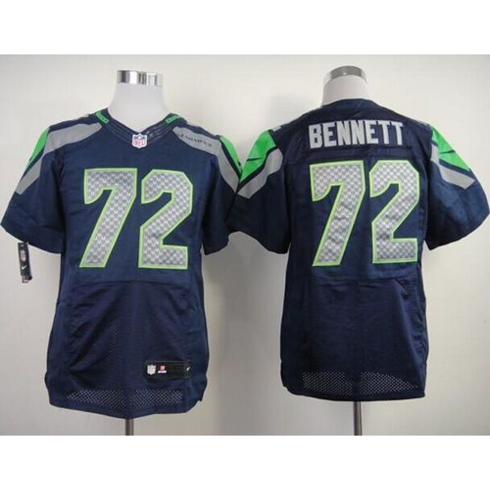 Seahawks #72 Michael Bennett Steel Blue Team Color Men's Stitched NFL Elite Jersey