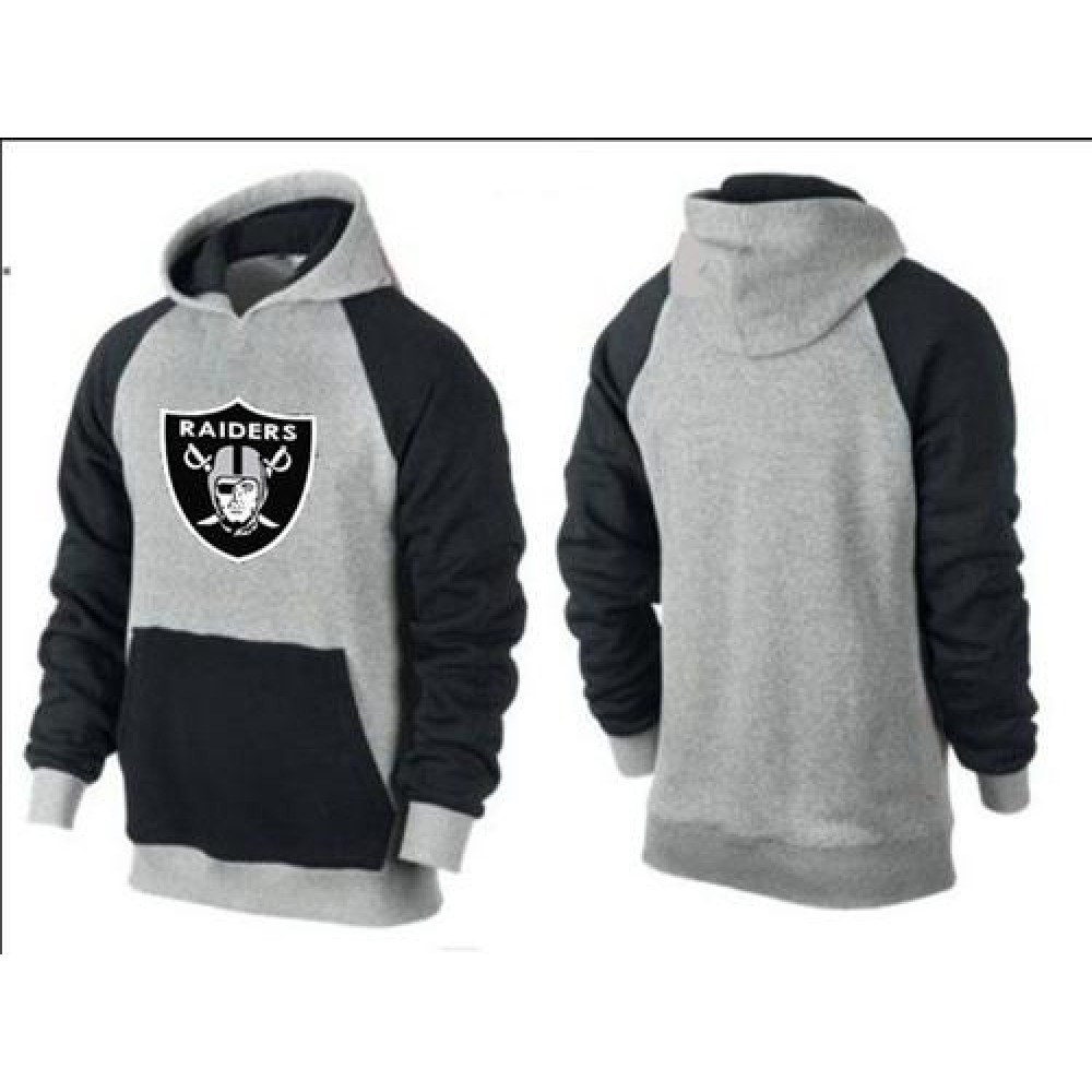 Oakland Raiders Logo Pullover Hoodie Grey & Blue