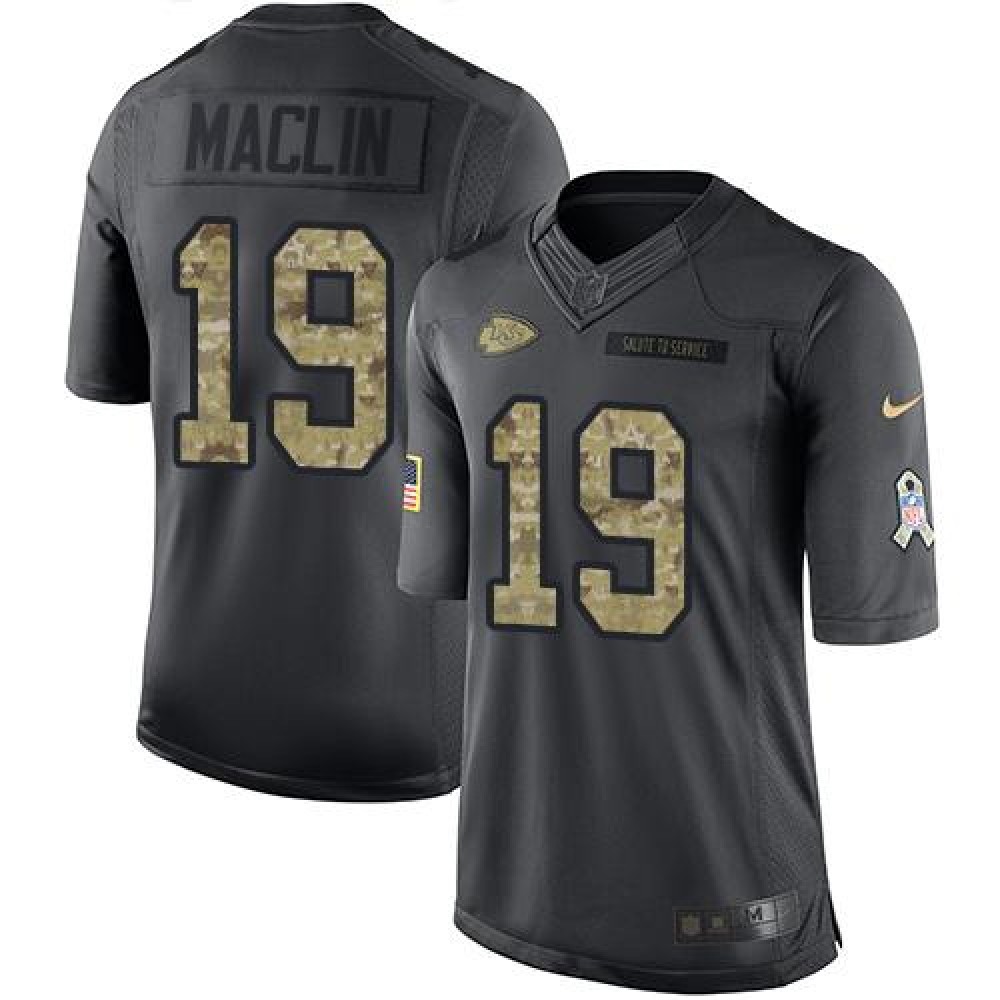 Chiefs #19 Jeremy Maclin Black Youth Stitched NFL Limited 2016 Salute to Service Jersey