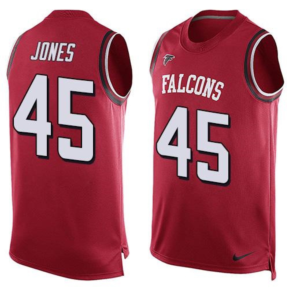 Falcons #45 Deion Jones Red Team Color Men's Stitched NFL Limited Tank Top Jersey