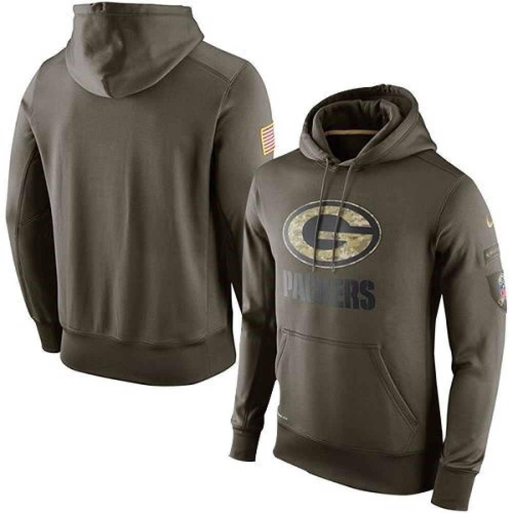Men's Green Bay PackersOlive Salute To Service KO Performance Hoodie