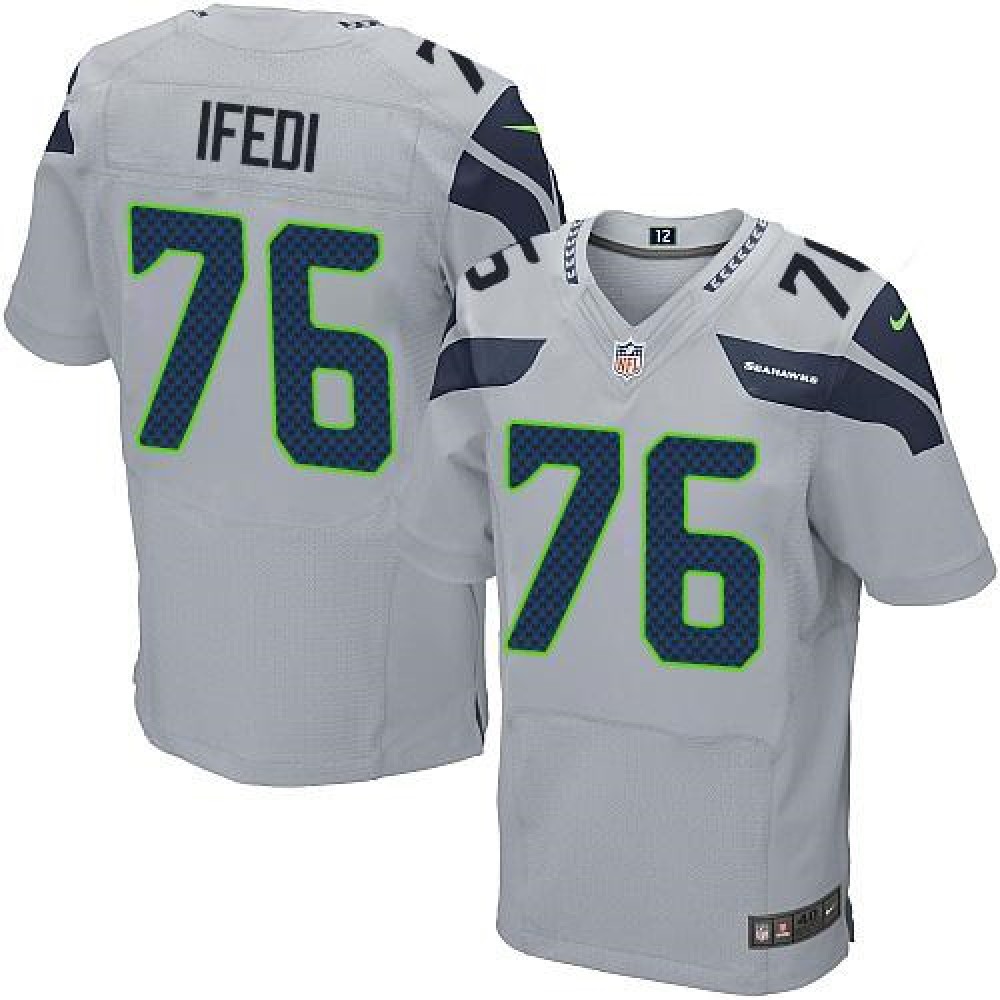 Seahawks #76 Germain Ifedi Grey Alternate Men's Stitched NFL Elite Jersey
