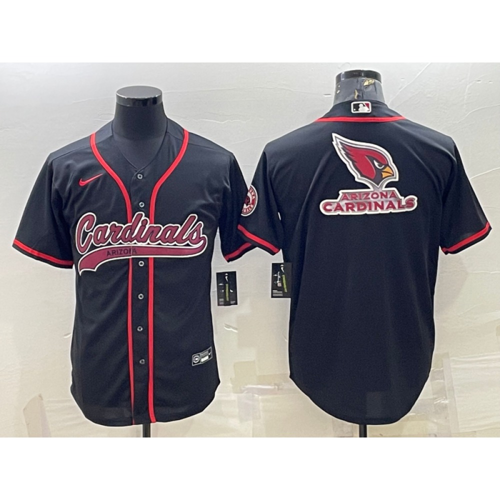 Men's Arizona Cardinals Black Team Big Logo With Patch Cool Base Stitched Baseball Jersey