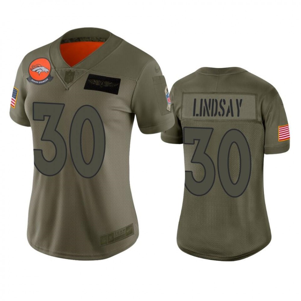 Women'sDenver Broncos #30 Phillip Lindsay 2019 Camo Salute To Service Limited NFL Stitched NFL Jersey(Run Small)