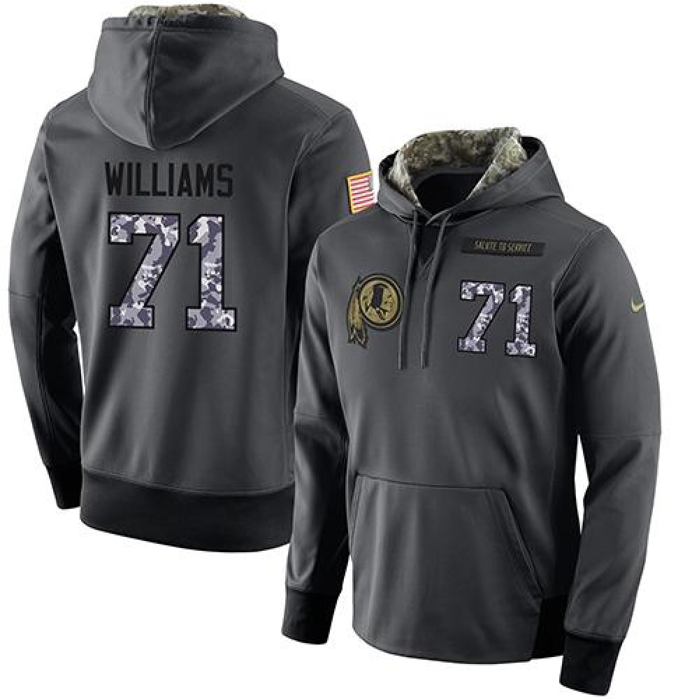NFL Men'sWashington Redskins #71 Trent Williams Stitched Black Anthracite Salute to Service Player Performance Hoodie