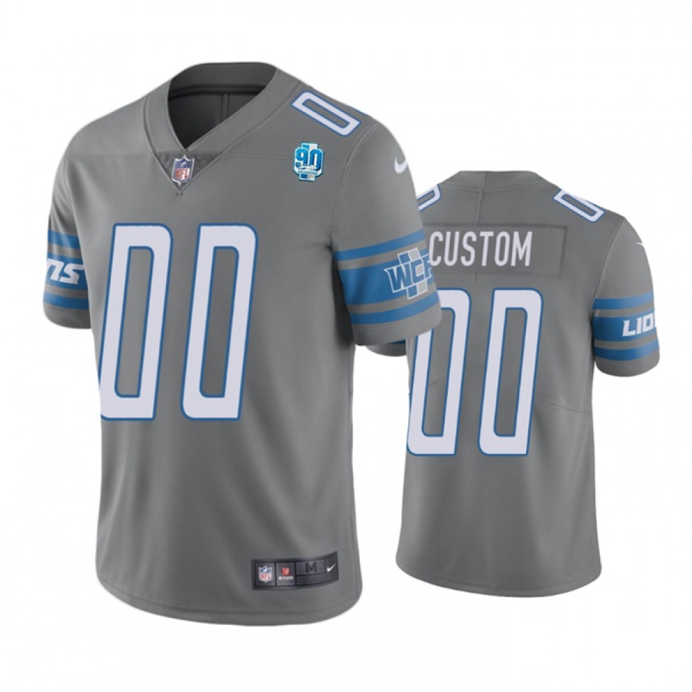 Men's Detroit Lions Active Player Custom Grey90th Anniversary Vapor Untouchable Limited Stitched Jersey